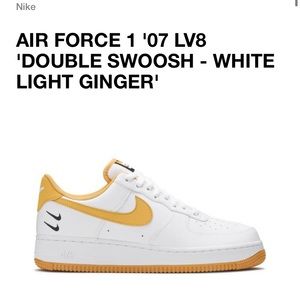 Size 9 White & Ginger Air Force 1s w/ Swooshes